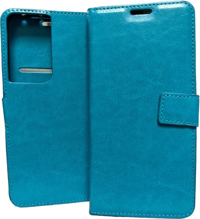 Portemonnee Book Case Hoesje Geschikt voor: Samsung Galaxy S21 Ultra - turquoise