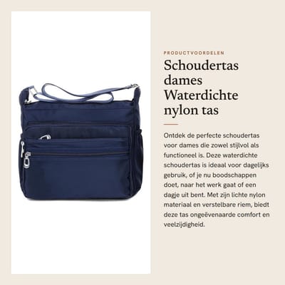 Dailygoods- Schoudertas Dames Waterdicht - Lichtgewicht Crossbodytas - Nylon Handtas - Meerdere Vakken - Verstelbare Riem - 2 Maten