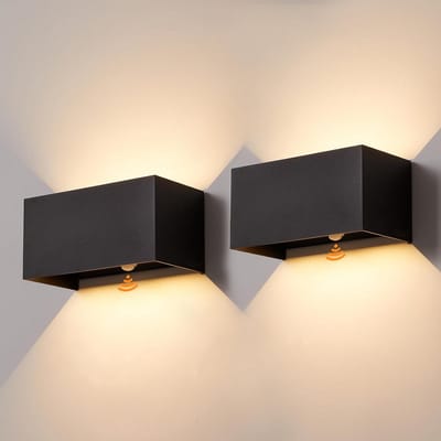 Set van 2 Zwarte LED Buitenlampen met Bewegingsmelder (Up & Down Verlichting) - IP65 Waterdicht
