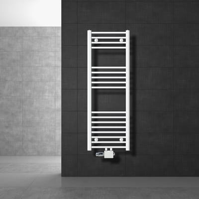 Badkamer radiator middenaansluiting 400x1200 mm wit recht met universele aansluitset LuxeBath