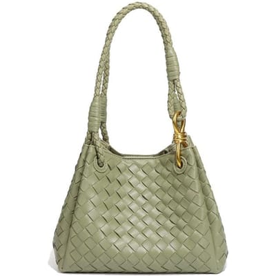 Veelzijdige Geweven Emmer Tas, Handgedragen Parachute, Crossbody Dames Tas, Tweedelige Set, Moeder en Kind Enkele Schouder Onderarm Tas beige