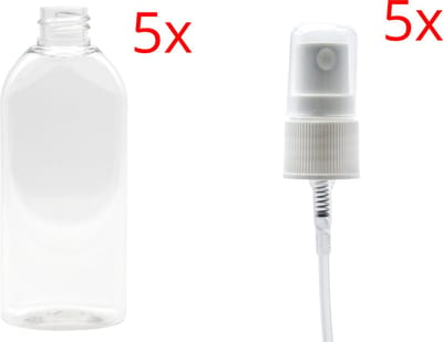 spray bottle 100 ml 5x - verstuiver parfum leeg plantenspuit - spray flesje flacon - sprayflacon - sprayflesje leeg