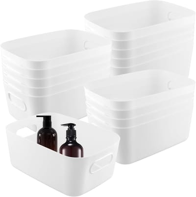 Set van 15 plastic opbergmanden 25x16.5x10cm voor badkamer, keuken en kantoor - Ruimtebesparende organisatieoplossingen