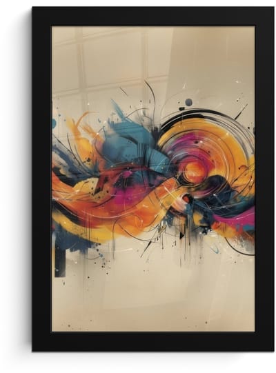 Poster in lijst - Fotolijst 20x30 cm - Posters - Explosie - Kleurrijk - Vormen - Abstract - Posterlijst zwart - Decoratie - Wanddecoratie woonkamer - Muurdecoratie slaapkamer