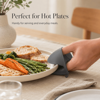 PURE COOK Siliconen Hittebestendige Handschoenen 3 Paar Grijze Visbek Pincethandschoenen voor Keuken Bakken & BBQ