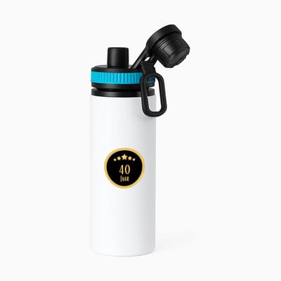 Hacebo® - 40 jaar waterfles met draaidop blauw - iemand die 40 jaar is geworden of 40 jaar lang een relatie hebben of getrouwd zijn - verjaardagscadeau - verjaardag - cadeau - kado - geschenk - gift - relatie - water fles - 850ML