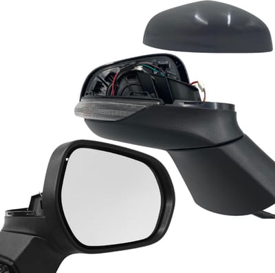 BILMAX Rechter Buitenspiegel Vervanging voor Ford Puma (CF7, J2K) 2019–2024, Elektrisch Verstelbaar, Elektrisch Inklapbaar, Verwarmd, Met Richtingaanwijzer, Instapverlichting (Puddle Light), Gegrond, 10-Pins (Passagierszijde)