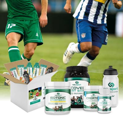 Natusport Voetbalbundel - 12 wedstrijden - Sportvoeding - Sportdrank, Recovery Shake, Creatine, Cafeïne & Energy Bars - Lemon