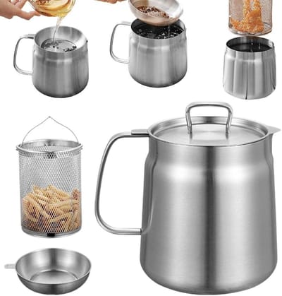 Mini-friteusepan vetcontainer-fijnmasfilter vetzeef 2 l oliefilterpot voor braden-koken keuken