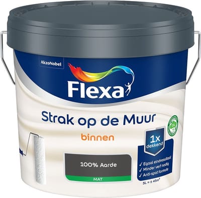 Flexa - Strak Op De Muur Binnen Mat - 100% Aarde - Mengverf - 5 L