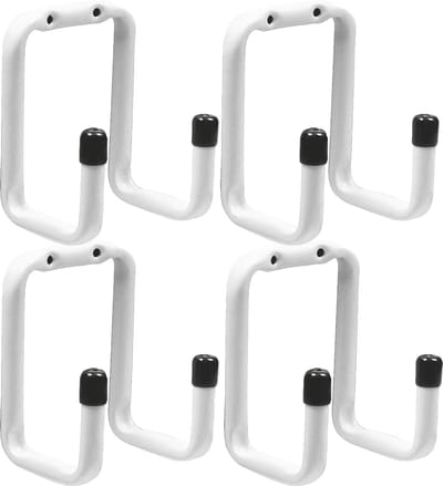 Amig Garage/zolder gereedschap wand/muur ophanghaken - 4x - metaal - wit - H12 cm x B7.5 cm