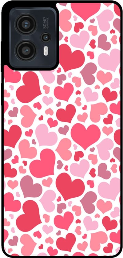 Smartphonica Telefoonhoesje Geschikt voor Motorola Moto G13 / G23 / G53 met Hartjes Print - Hearts Design TPU Backcover Case - Kinder Hoesje met Hartjes Design geschikt voor Motorola Moto G13;Motorola Moto G23;Motorola Moto G53