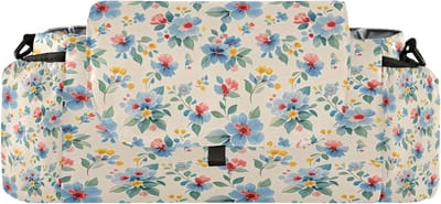 Kinderwagen Organizer - Baby Tas - Buitenshuis Wandelen - Afneembaar Portemonneezakje - 425 x 15 x 16 cm - Blauwe bloemen