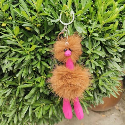 Porte-clés Autruche Fausse Fourrure Cadeau Enfant Décoration Sac Cadeau Pendentif Animal Peluche Porte-clés Charme Sac à Dos Peluche Jouet Peluche Cadeaux orange