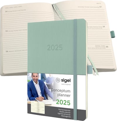 Weekkalender 2025 - Planner Organizer - Afspraken Plannen - Softwave Oppervlak - A5 Formaat - Groen