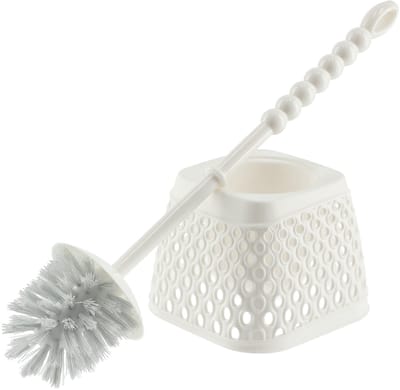 KADAX Toiletborstel, toiletborstelhouder met handvat, wc-borstel van kunststof, wc-set van plastic, toiletborstelhouder, wc-borstel met houder (wit)