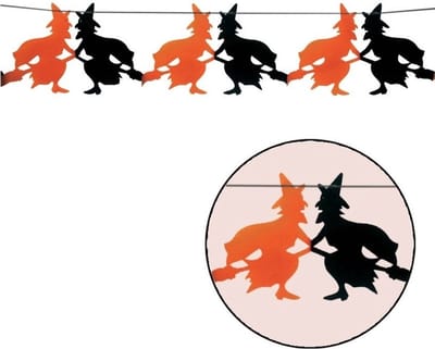 Halloween heksen thema slinger - 300 cm - Halloween/horror decoratie/versiering - Heksen slingers