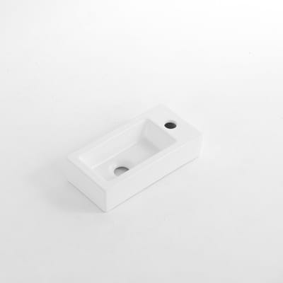 QeramiQ Dely Fontein - 38x18.5x9cm - keramiek - kraangat rechts - Mat wit