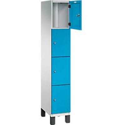 C+P Cambio lockerkast, 1 vak, 4 vakken, op poten, B 300 x D 525 x H 1980 mm, lichtgrijs/lichtblauw