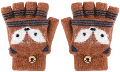 Dailygoody - Wanten met knoopklep - Vingerloze handschoenen - Warme gebreide wanten - One size - Pluche voering - Ideaal voor wintersport - Gesch
