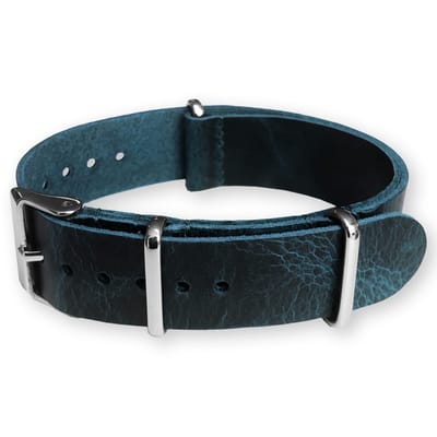 NATO Horlogeband Pull-Up Leer Blauw 22mm