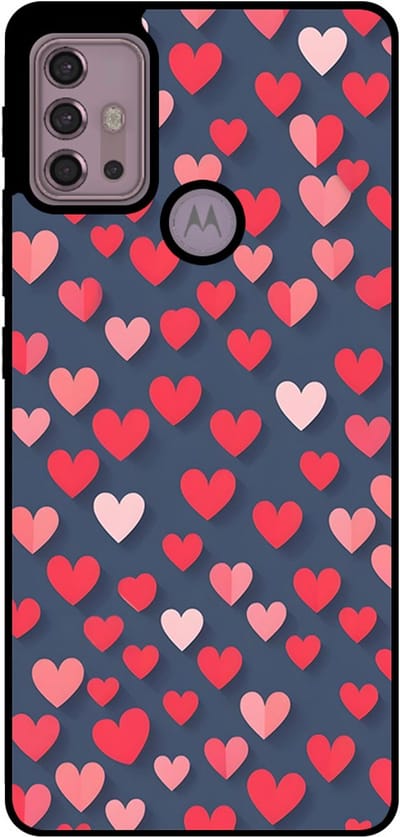 Smartphonica Telefoonhoesje Geschikt voor Motorola Moto G20 / G30 met Roze en Rode Hartjes Opdruk - TPU Backcover Case With Rosé and Red Heart Design geschikt voor Motorola Moto G20;Motorola Moto G30