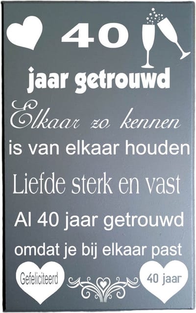 Spreukenbord Huwelijk geschenk - 50 - 40 - 30 - 25 Jaar getrouwd - Feest - Tekstbord -Gepersonaliseerd Cadeau
