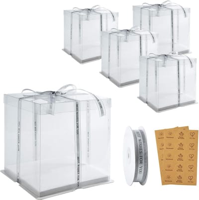 Taartdozen 25 cm hoog - 5 Stuks Bakkerijdozen voor Desserts en Gebak - Ideaal voor Verjaardag, Bruiloft, en Afstuderen
