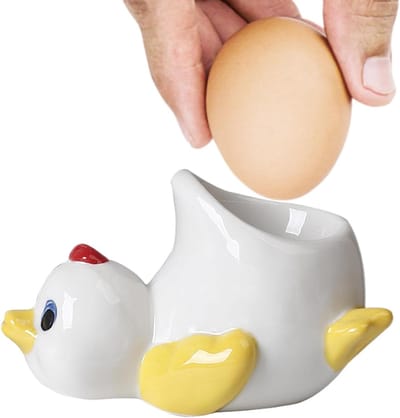 Keramische eierdopjes - Kip design - Ontbijttafel verfraaien - Creatief design - 11 cm - Wit
