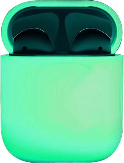 Hoesje - Geschikt voor Apple Airpods 1 - Siliconen Dun Met Clip - Case Cover - Silicone Hoes - Glow in the dark