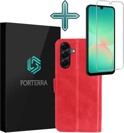 Hoesje Met Screenprotector - Geschikt voor Samsung Galaxy A26 - Luxe Pasjeshouder - Flipcase - Bookcase Portemonee - Flip Case - Kunstleer Book Case - Book Cover - Walletcase - Portemonneehoes - Rood