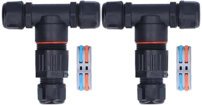 Allecto - Junction Box - Waterdichte T-kabelconnector - Voor Buitenverlichting - 3-Weg Aansluiting - 2 Stuks - Ideaal voor Tuinverlichting - Geschi...