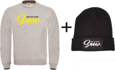 Don't eat yellow snow set wintersport sweater grijs L + muts - soBAD. | Foute apres ski outfit | kleding | verkleedkleren | wintersport beanie | wintersporttruien | wintersport dames en heren