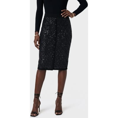 The Kooples Long Sequin Skirt Black Maat: 34 | Midi Rokken Outlet | Dames | Zwart