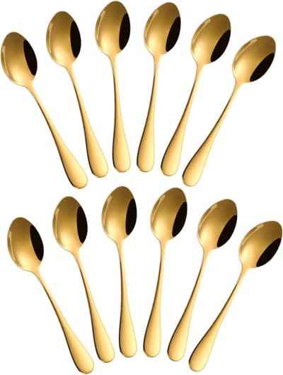 12x Ovale Theelepel / Koffielepel Classic - Ovale Lepels - 12cm - Goud - 12 Stuks