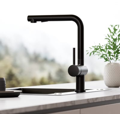 Cecipa Max Uittrekbare Keukenkraan Zwart - L-ontwerp - 2 Straalstanden - 40 cm Uittrekbereik - 304 RVS - 360° Draaibaar