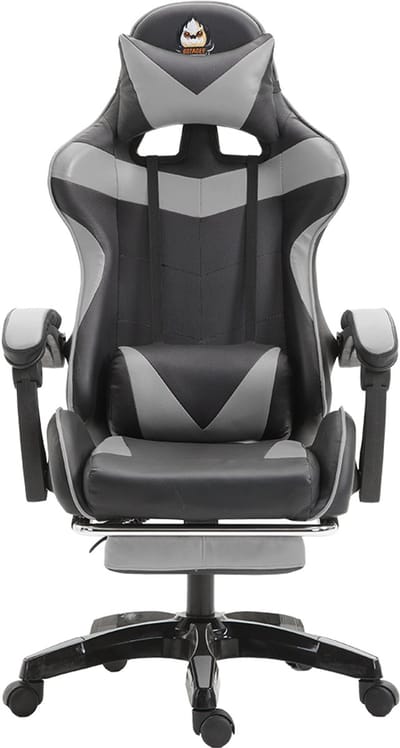 Gotagee Ergonomische Gamestoel Bureaustoel Gamingstoel Met Lendensteun un voetpedalen Hoogte en Ligfunctie Zwart-Grijs