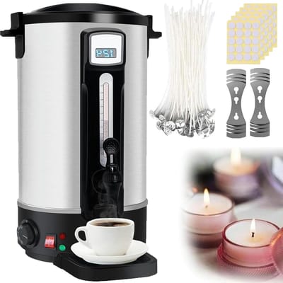 Wax Smeltmachine - Dubbellaags Isolatie - Kaarsen Maken - Instelbare Temperatuur - 12 Liter - Zilver