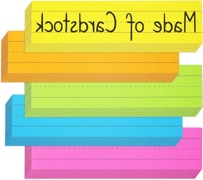 Zinsstrips Kaartpapier - Woordkaarten Leren - Onderwijs Hulpmiddelen - Dubbelzijdig Gelijnd - 3x12 Inch - Regenboog Kleuren