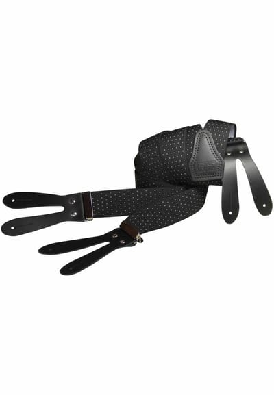 Pierre Mouton - Bretel - Volwassenen - Heren - Pin Point - Bretel - met Leertjes - Zwart - 120cm - 35mm - M - L