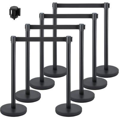 VEVOR Wachtrijlijn Touw 8 x Barrières voor Menigtecontrole 90cm Touw Barrière Stanchion Wachtrij Gemaakt van Ijzer en Staal Perfect om de Menigte te Verdelen over Banken Luchthavens en andere Plaatsen