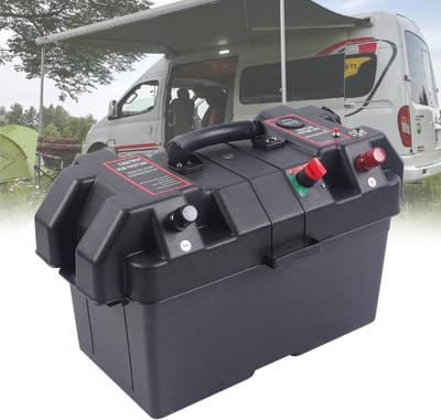 Accubox - Motor Accu Houder - Outdoor Energie - Dubbele USB Poorten - 44 x 24.5 x 27 cm - Zwart