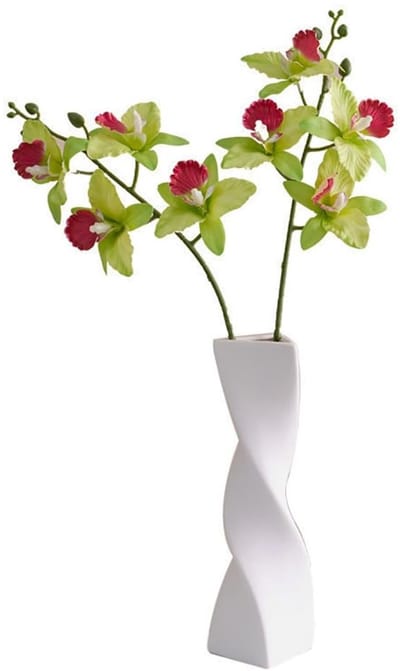 Dailygoods- Bloemenvaas Keramisch - Minimalistische Twist Vaas - Enkele Bloemhouder - Modern Design - 7,4 Inch Hoogte - Decoratie voor Kantoor/Tafel