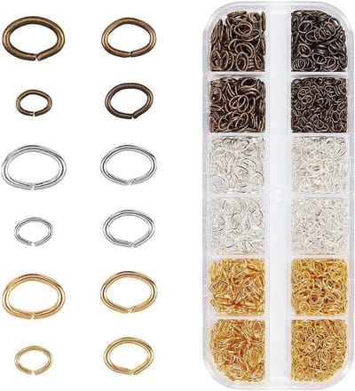 1860 Stuks Oval Jump Rings in Diverse Maten 4x3mm tot 7x5mm voor Sieraden DIY, Antiek Brons/Goud/Zilver, Ideaal voor Oorbellen, Armbanden en Kettingen