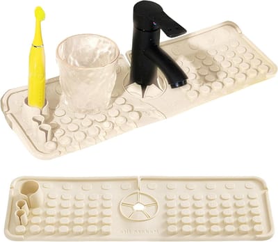 Keukenspoelbak Splash Guard met Pad en Kraanbescherming, Siliconen Afvoer voor 42 x 14 x 4 cm Spoelbak