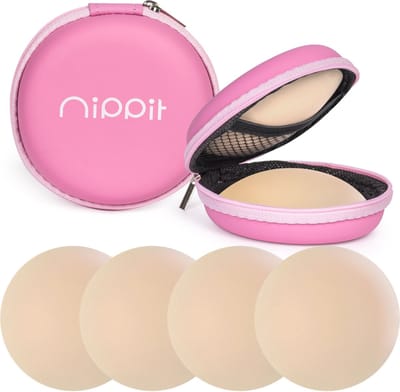 Nippit 4 stuks nipple covers - Zelfklevende tepelplakkers - Siliconen tepelstickers - Herbruikbaar - Blank - Bh accessoires - Inclusief travel case