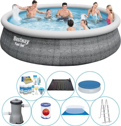 Fast Set Rattan Rond 457x107 cm - Zwembad Combi Deal