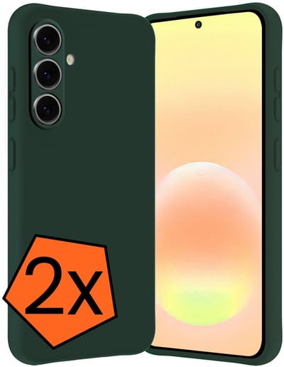Hoes - 2 Stuks - Geschikt voor Samsung Galaxy A57 - Sterk & Shockproof - Case Siliconen - Back Cover - Telefoon Hoes - Donkergroen
