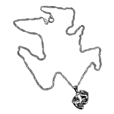 Ketting met Hanger Dames - Gerhodineerd - Halsketting Set - Rope Oval Ketting met Babyvoetjes