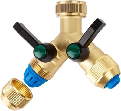 Tweewege Y-distributeur voor kranen, messing tapconnector en tuin slang aansluiting set